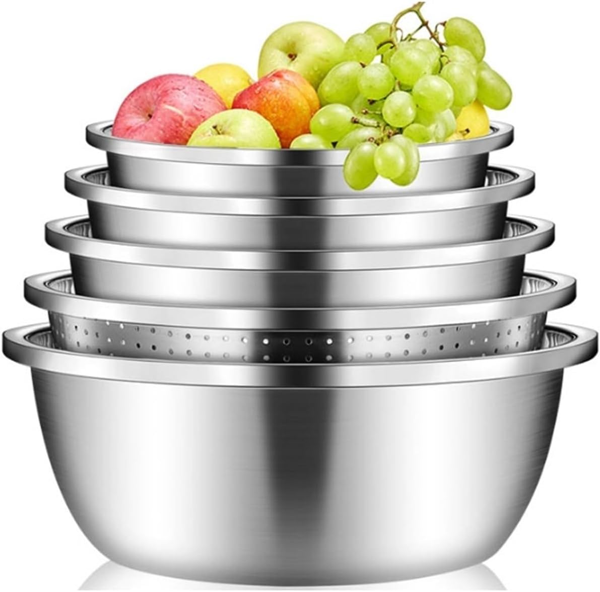 Cooking Baking Pots Pans 5 Piece Sets Mixing Bowls Salad Bowls Serving Trays Fruit Bowls Stainless Steel Soup Bowls