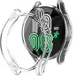 Capa Case 360º protetora em TPU ultrafino compatível com Samsung Galaxy Watch 6 LTE 44mm SM-R945 e Galaxy Watch 6 Wi-Fi 44mm SM-R940 (Transparente)