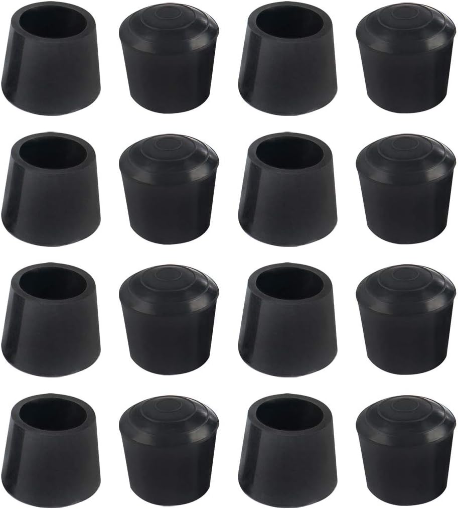 sourcing map 16pcs Chair Leg Tips Caps 19mm 3/4 Inch Rubber Furniture Table Feet Cover Floor Protector Reduce Noise Prevent Scratches Black