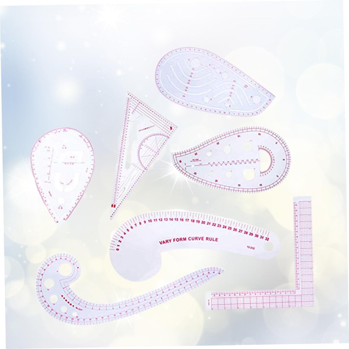 SHINEOFI 7 Piezas Reglas de Corte para Costura Herramientas de Medición Reglas Multifuncionales para Patchwork Acolchado Uso el Hogar Medida para Ropa