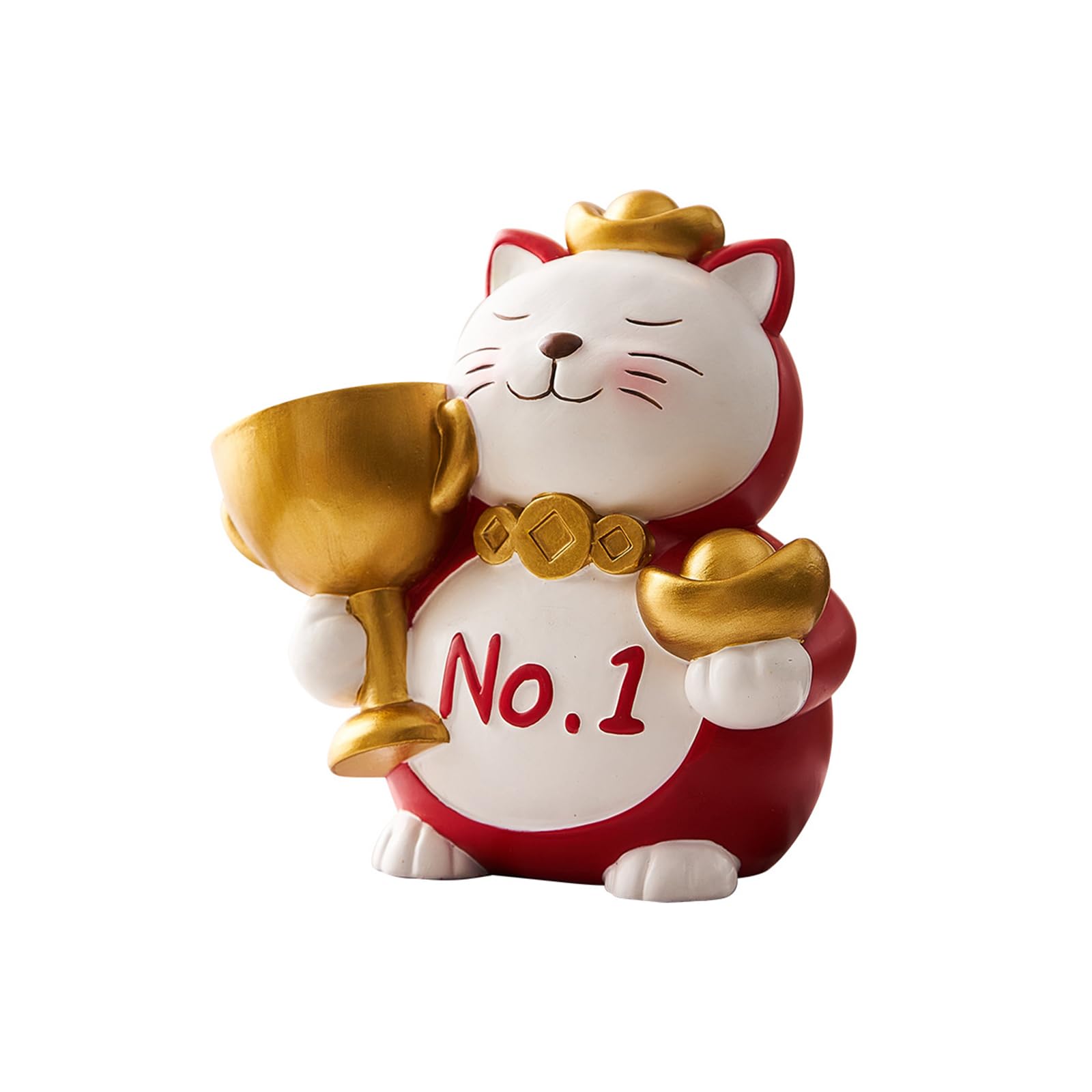 KFGISD, Figures Sculpture Key Figurine Home Decor Hallway Zen lover Lucky cat flat figurine tray,Red C,Key Tray(Red a)