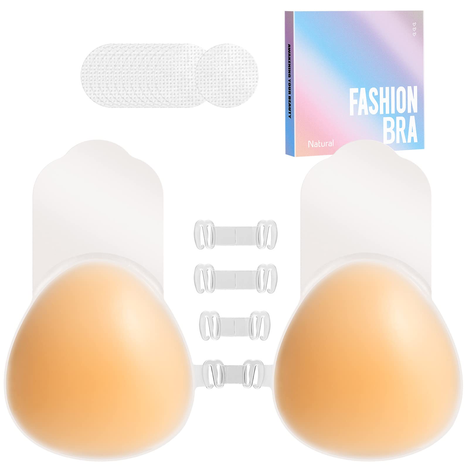 Juntos Invisible Lifting Adhesive Bra for Women Strapless Sticky Push Up Silicone Nipple Cover