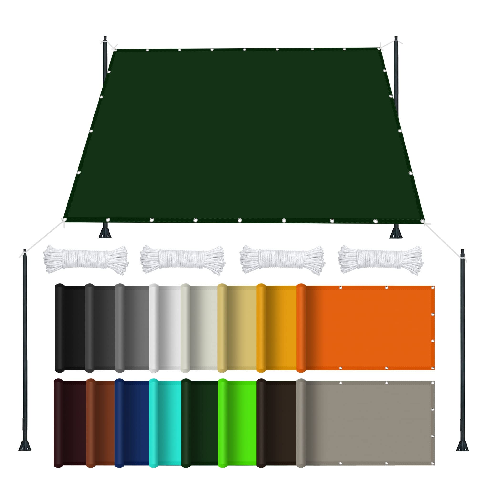 Voile d'ombrage imperméable terrasse grand format vert foncé de design