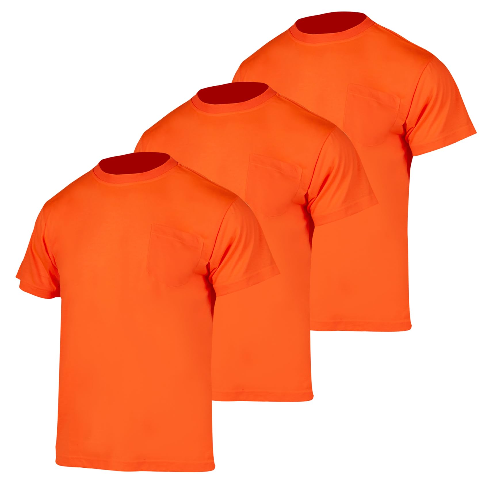 VENDACE Safety T Shirts High Visibility 3 Pack Hi Vis Short Sleeve Construction Work Shirts for Men(Orange,4XL)