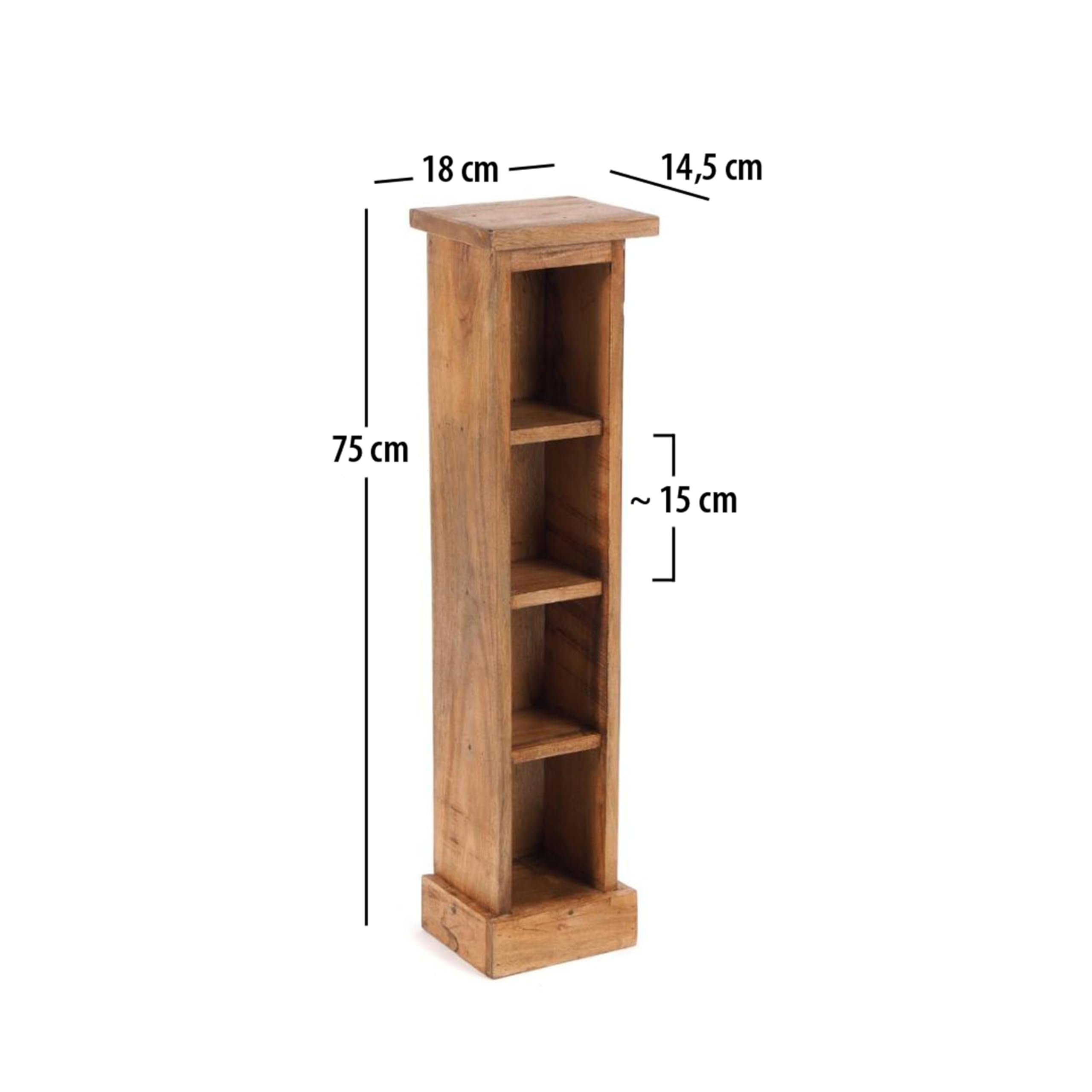 DESIGN DELIGHTS - Scaffale in legno di mogano, 76 x 15,5 x 16 cm (altezza x larghezza x profondità), con 4 scomparti, per CD