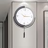 Wall Clock, Decor Modern Silent Big Wall Clock for Living Room Kitchen Bedroom, Battery Operated Quartz Non Ticking, Metal and MDF Material,13.4x19inch