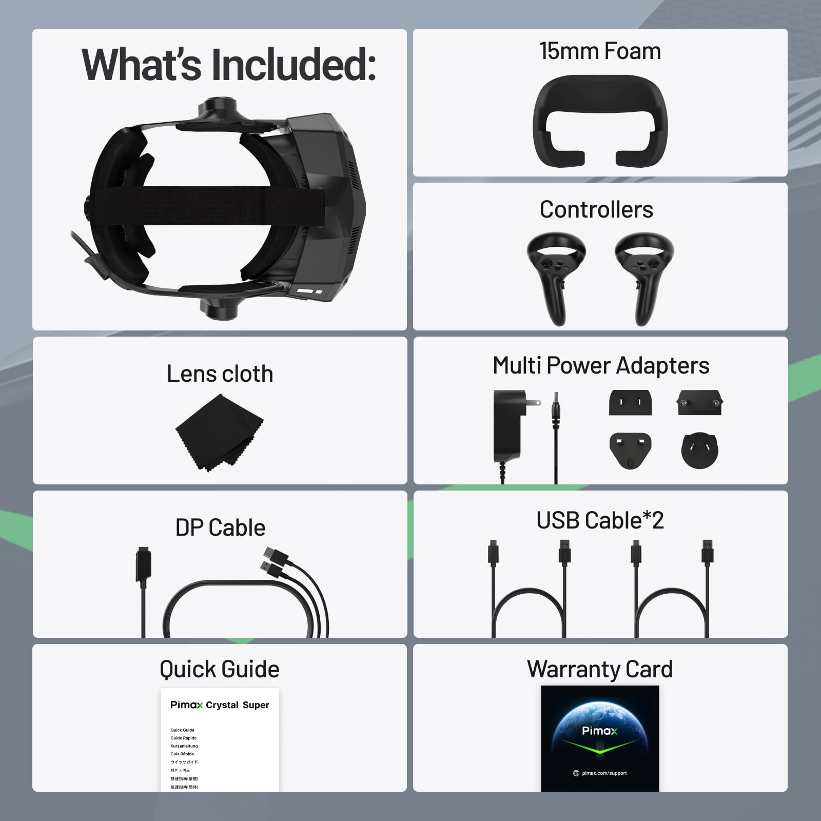 Pimax Crystal Super VR-Headset, versione a pagamento completo - 3840x3840 per occhio, ultrawide, campo visivo di 140°, tracciamento oculare, ultra nitido per simulazioni di volo e corse e gaming