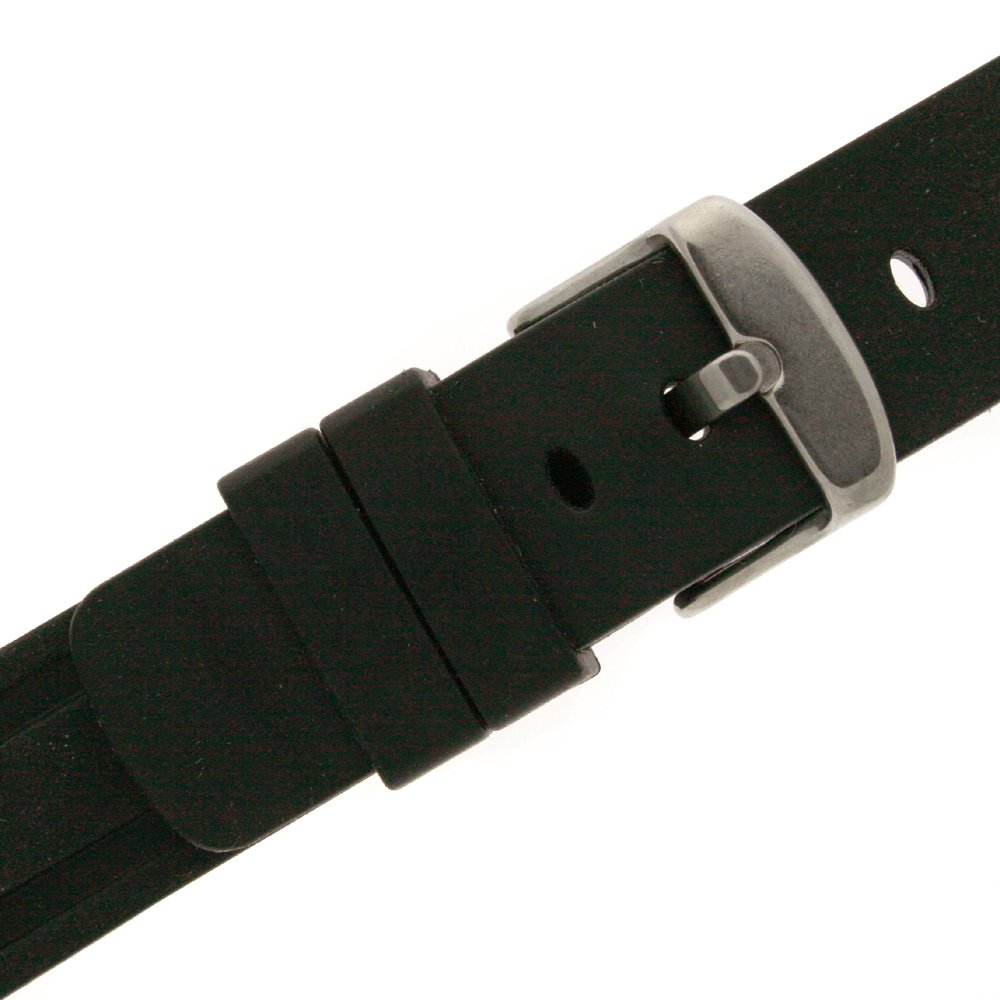 Tech Swiss Watch Band Silicone Rubber Black Strap Waterproof Stainless Buckle 20 millimeters