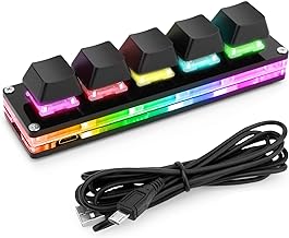 Upgrade Black 5 Keys Mini Macro Mechanical Keyboard Gaming Keypad Hot Swap Game Keyboards USB Data Cable for Windows Mac OSU HID Standard Keyboard Cherry Shaft & RGB LED