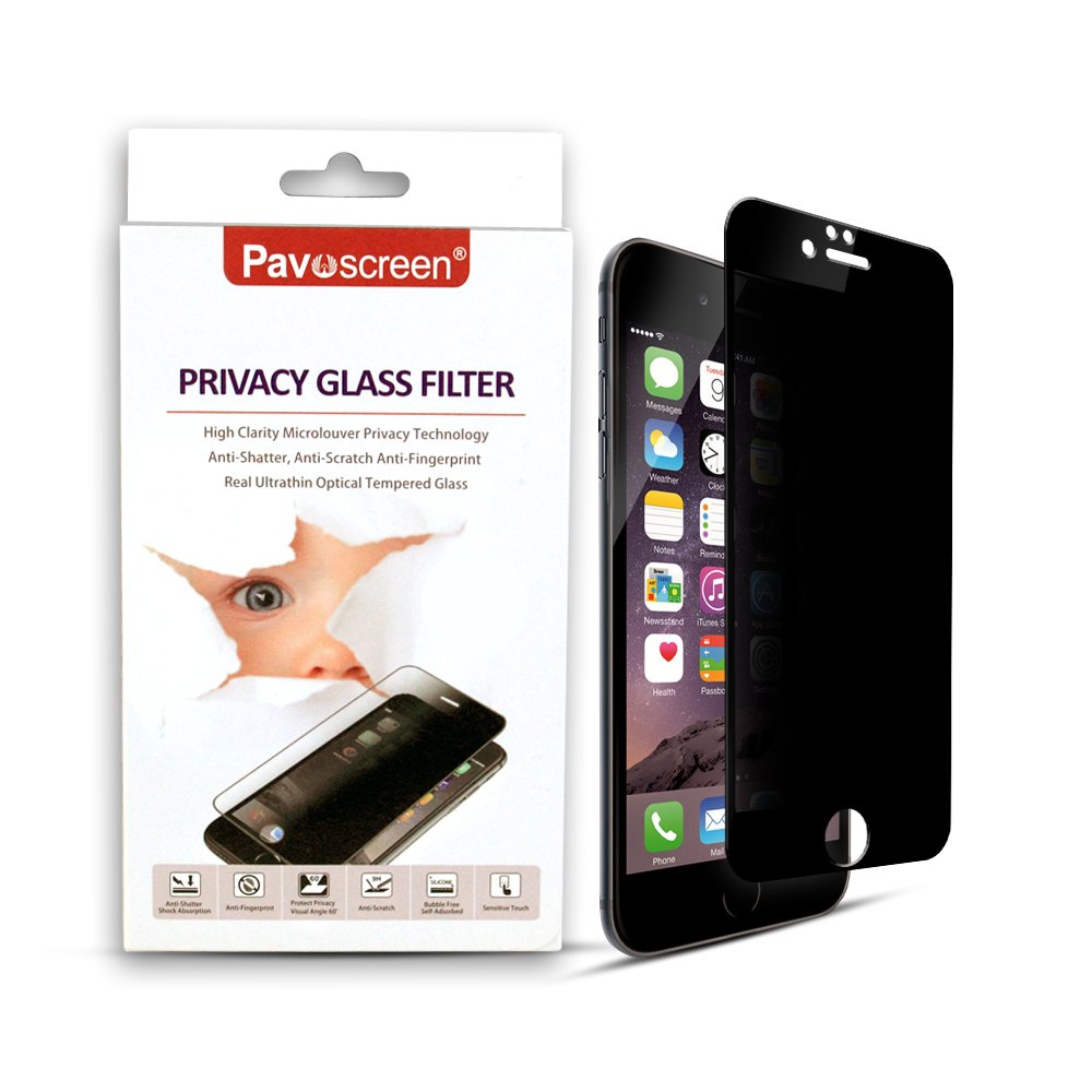 Pavoscreen Premium Edge to Edge Screen Tempered Glass Protector for iPhone6/6s plus Black Screen (5.5 inches) Include Easy Installation Tool