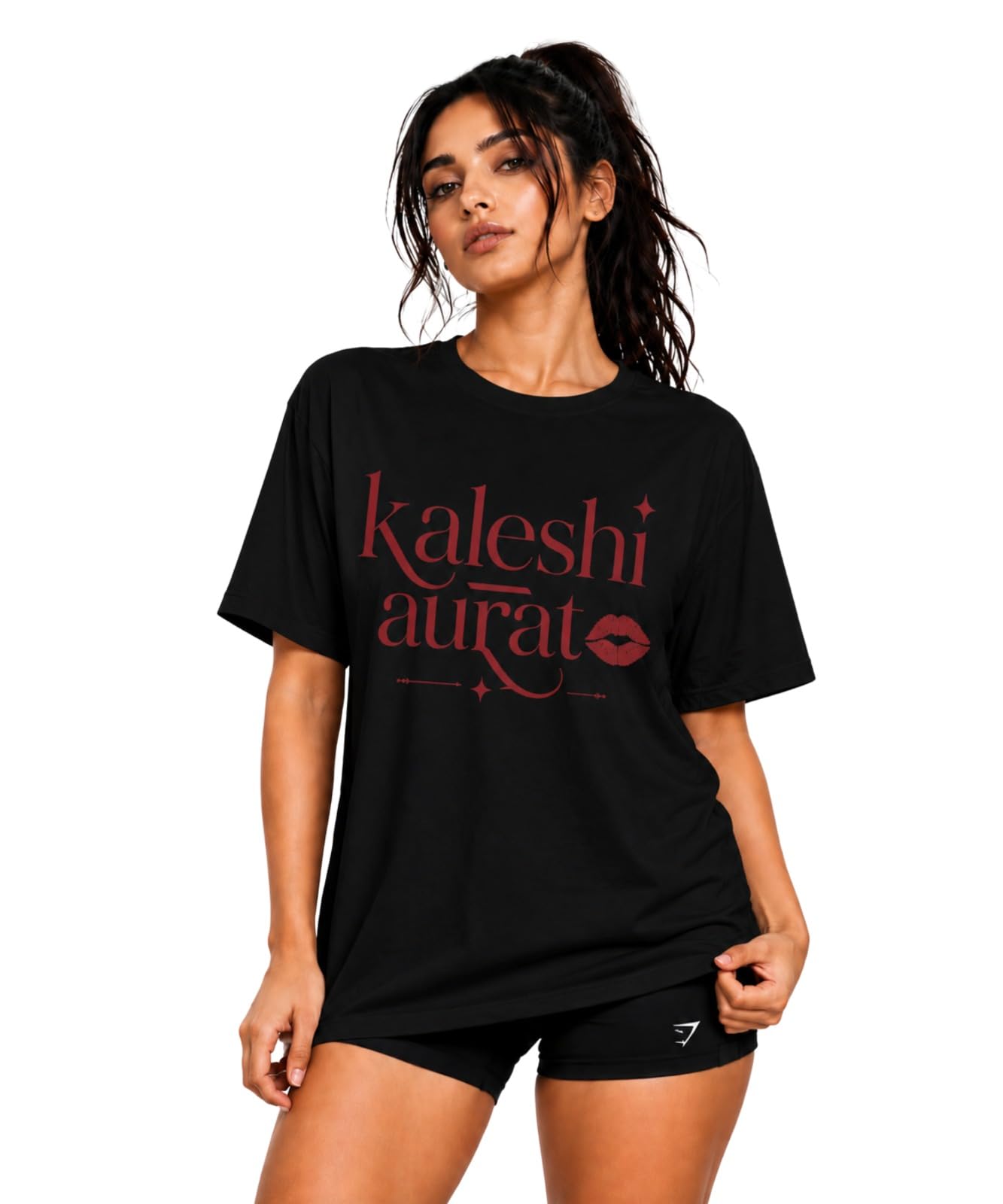 LUFORI Women's Casual Graphic T-Shirt | Kaleshi Aurat Quote Print | Relaxed Fit Cotton Half Sleeve T-Shirt for Women-picture-17
