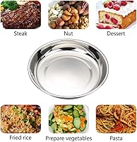 Vista 7 de Stainless Steel Dinner Round Plates, 4 Pack Food Grade Stainless Steel Plates