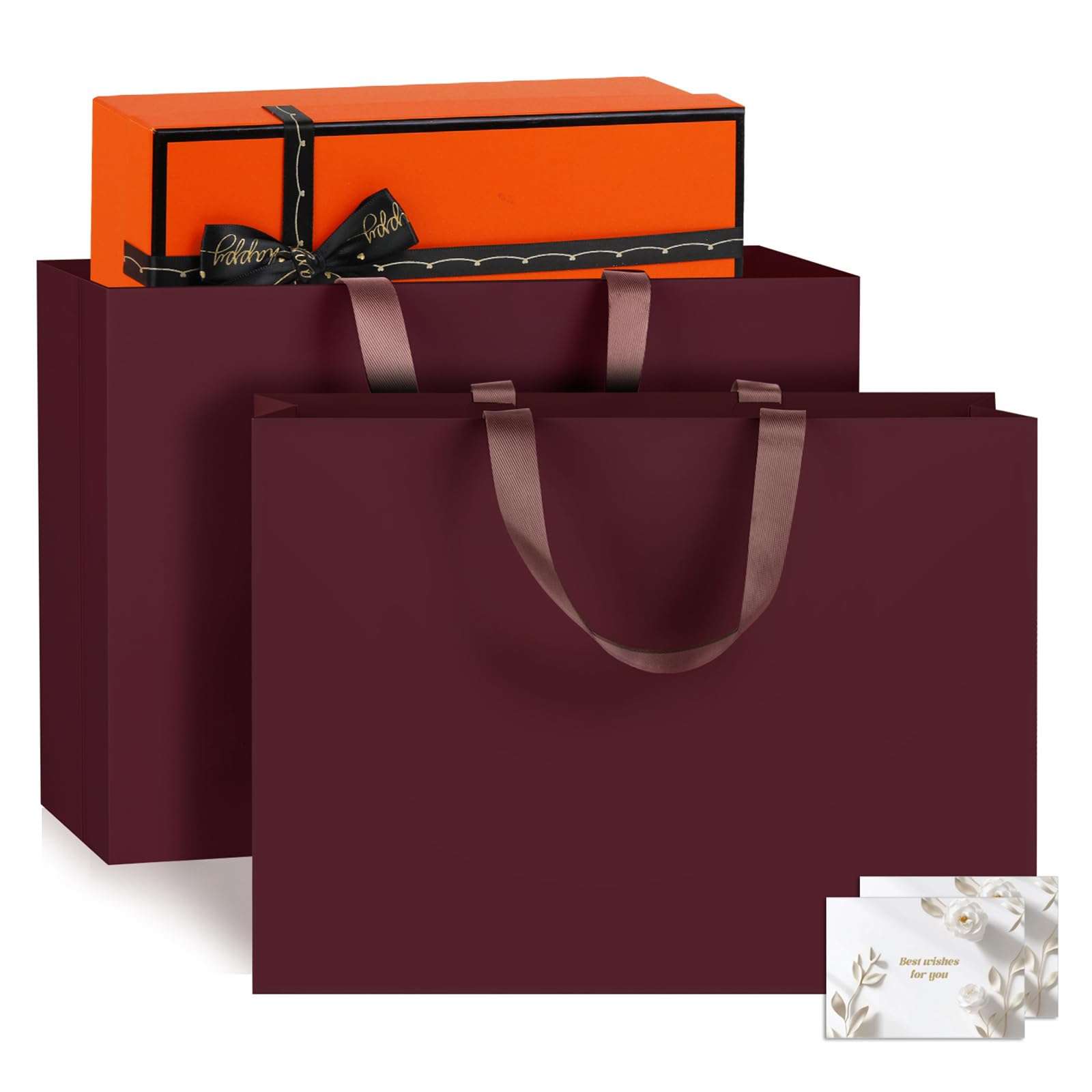 NAHRMY 2 pcs Extra Large Gift Bags Red 43 x 32 x 13 cm, Large Paper Party Gift Bag with Handles Greeting Cards for Presents Wedding Birthday Christmas Celebration Boutique โ image 1
