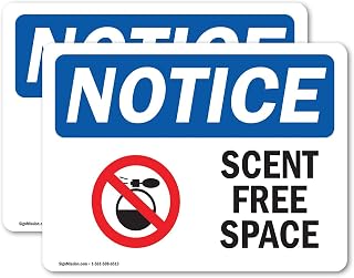 (2 Pack) Scent Free Space Sign With Symbol OSHA Notice Sign 7 Inch X 5 Inch Vinyl Label Decal Sticker Weather Resistant, UV Protected for Workplace, Business, and Construction Site, Made in the USA