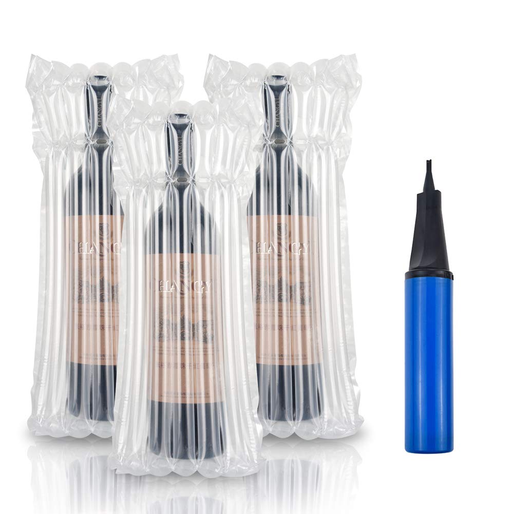 LIVEBAY Wine Bottle Protector Bags 50 Packs with Bump Bubble Cushion Wrap Inflatable Air Column Cushion Sleeve Wine Protection for Shipping Luggage Airline Travel