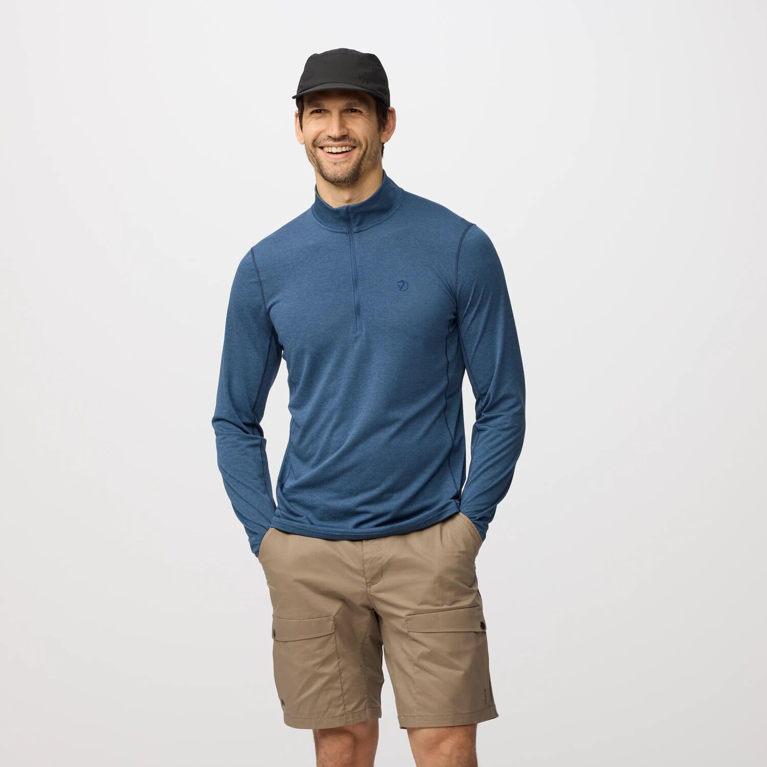 Fjällräven Męski T-shirt Abisko Day Hike Half Zip T-shirt, niebieski indygo, L