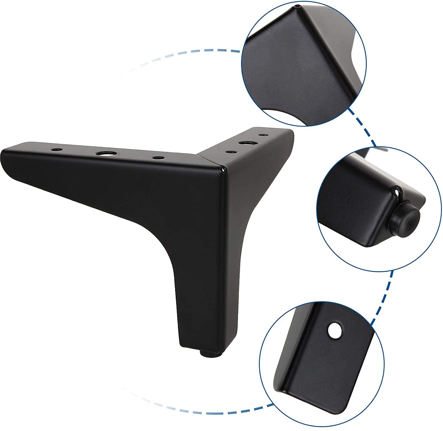 Acrux7 4 Inch Furniture Legs 12Pcs Modern Style Furniture Sofa Legs Metal Matte Black Triangle Feet for Table Cabinet Cupboard Sofa Couch Chair