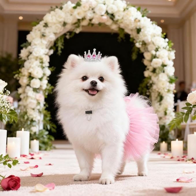 Disfraz de Tutú y Corona de Perlas para Perro Pequeño miniatura 6