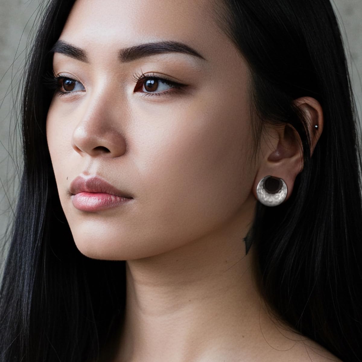 ERKUOO Crescent Moon Ear Tunnels 2g-1 Inch Hammered Fluid Texture Saddle Gauges for Ears Stretched Piercing Jewelry Elegant Modern Sculptural Ear Plugs Expanders Moon Shaped Stretchers for Men Women