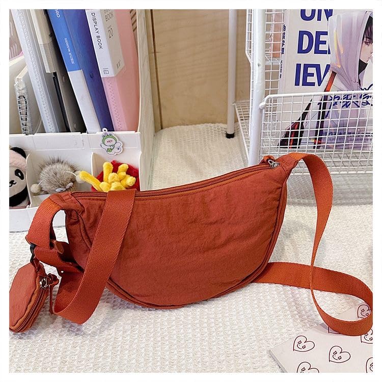 Image of Nylon Crescent Crossbody Bag for Women Purses Trendy Men,Small Travel Sling Bag Hobo