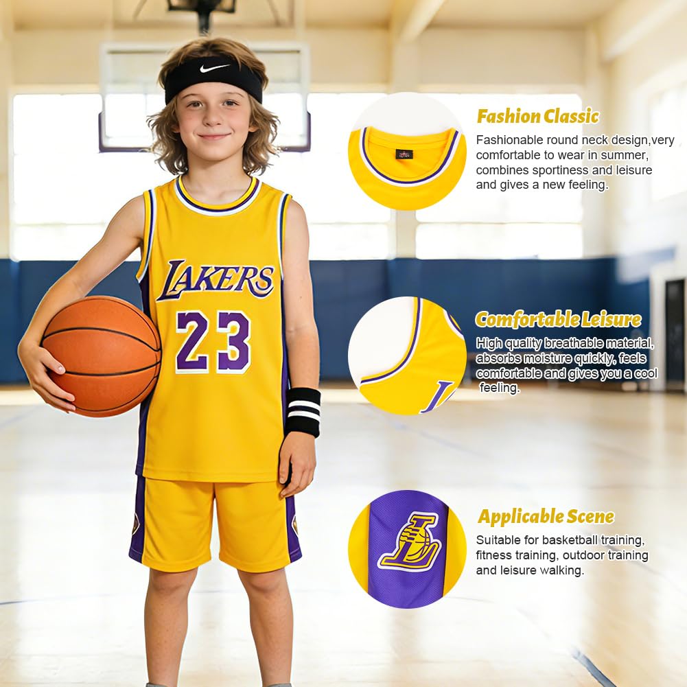 BSBUY Completo Basket Bambino, 2 Pezzi Senza Maniche Maglia Basket Bambino, Magliette e Pantaloncini da Basket, Completo Pallacanestro Ragazzo - 4