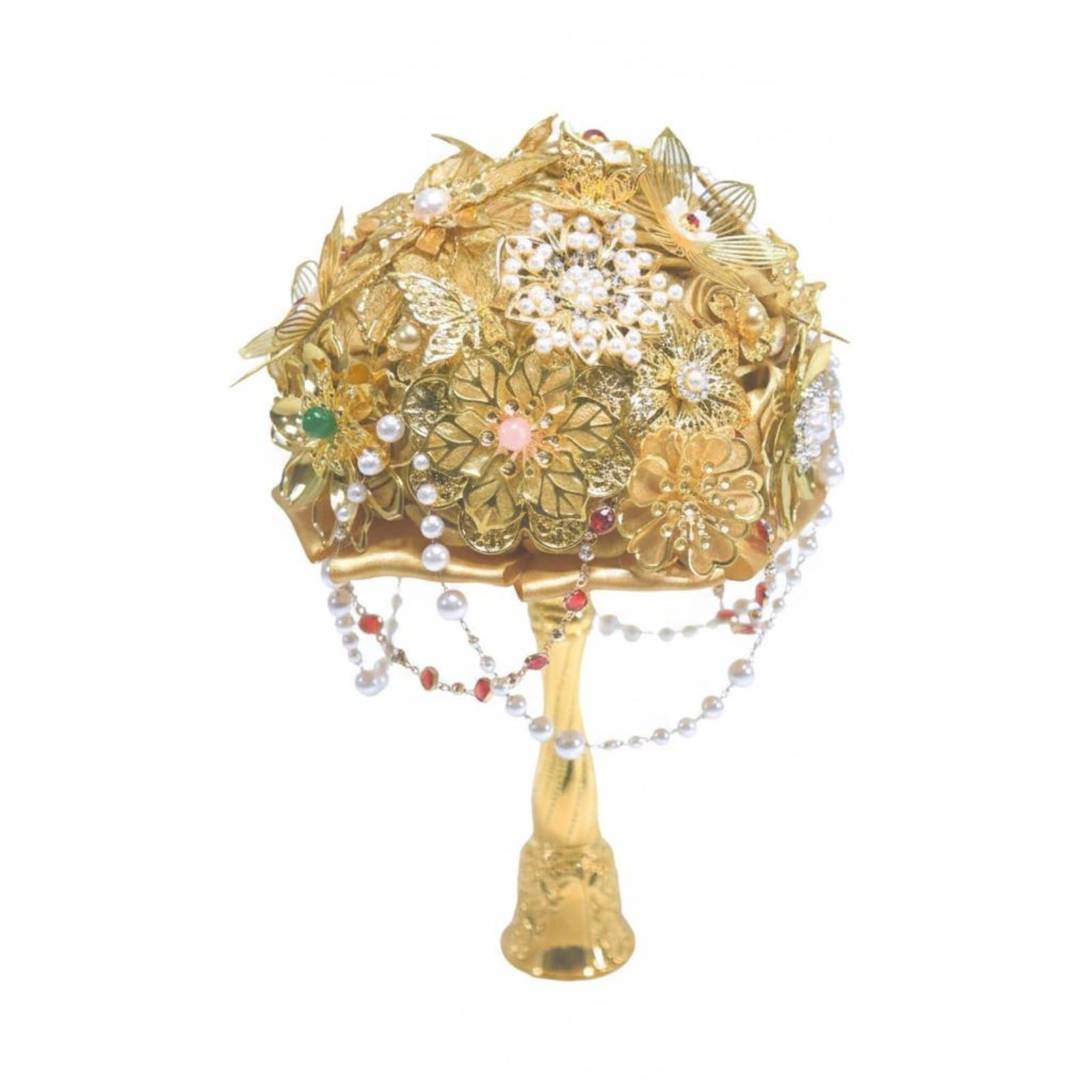 Ornate Design Chinese Theme Bridal Floral Arrangement Handmade Gold Bridal Floral Arrangement Luxury Formal Accessory Rhinestones for Brides, Gold|Clothing, Shoes & Accessories | Wedding-image-29