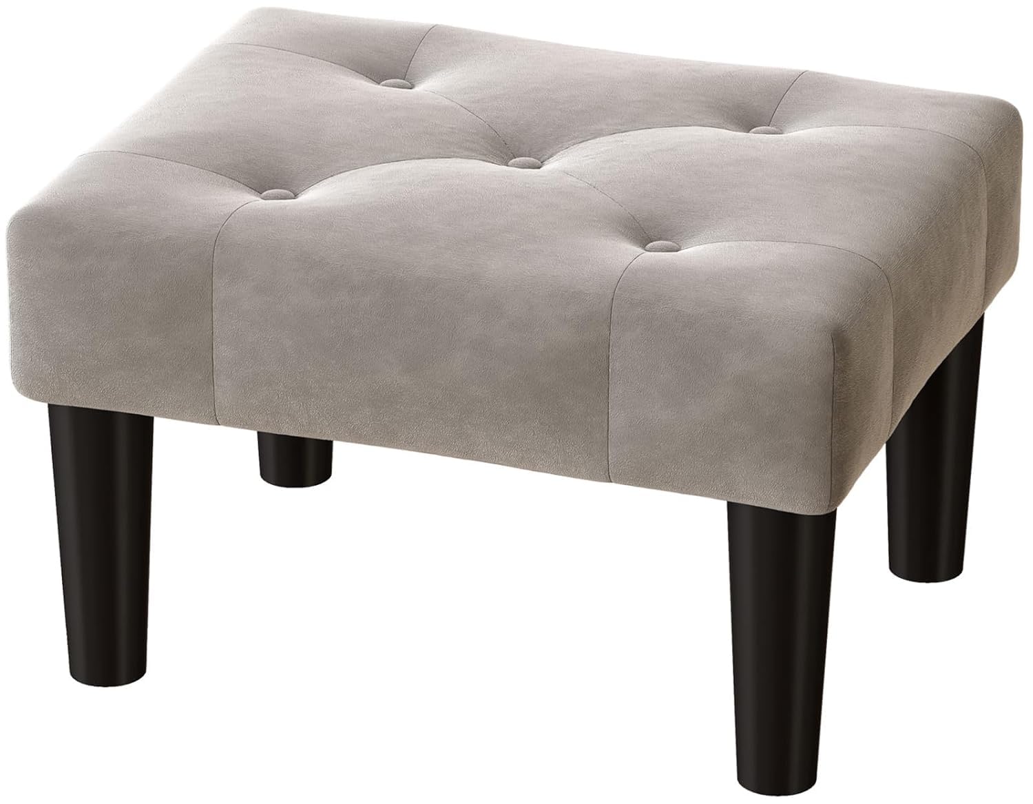 Ottoman Stool for Living Room | Pouffes for Dressing Table Sitting | Foot Rest Ottoman stools with 4 Wooden Legs (Standard, Calico)-image-28
