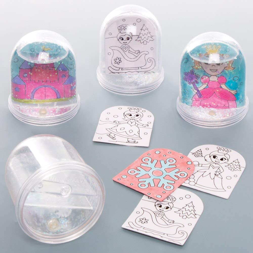 Baker Ross AT168 Colouring Snow Globe, Pack of 4, Arts and Crafts for Kids, Assorted
