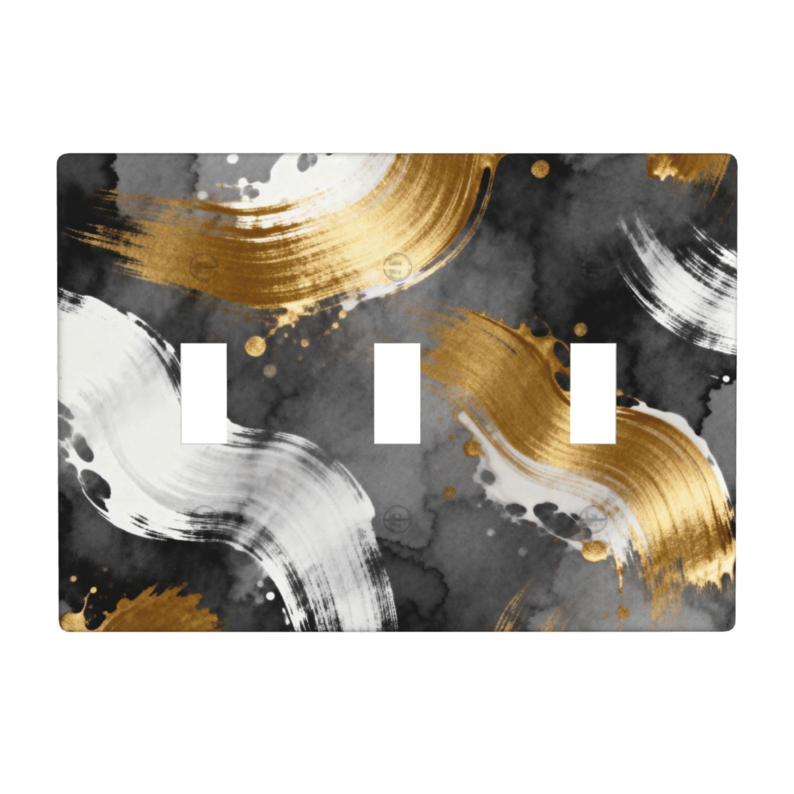 Abstract Ink Painting 3 Gang Switch Plate Cover-Unbreakable Polycarbonate Wall Plate, Heat Resistant Toggle Switch Decor for Home