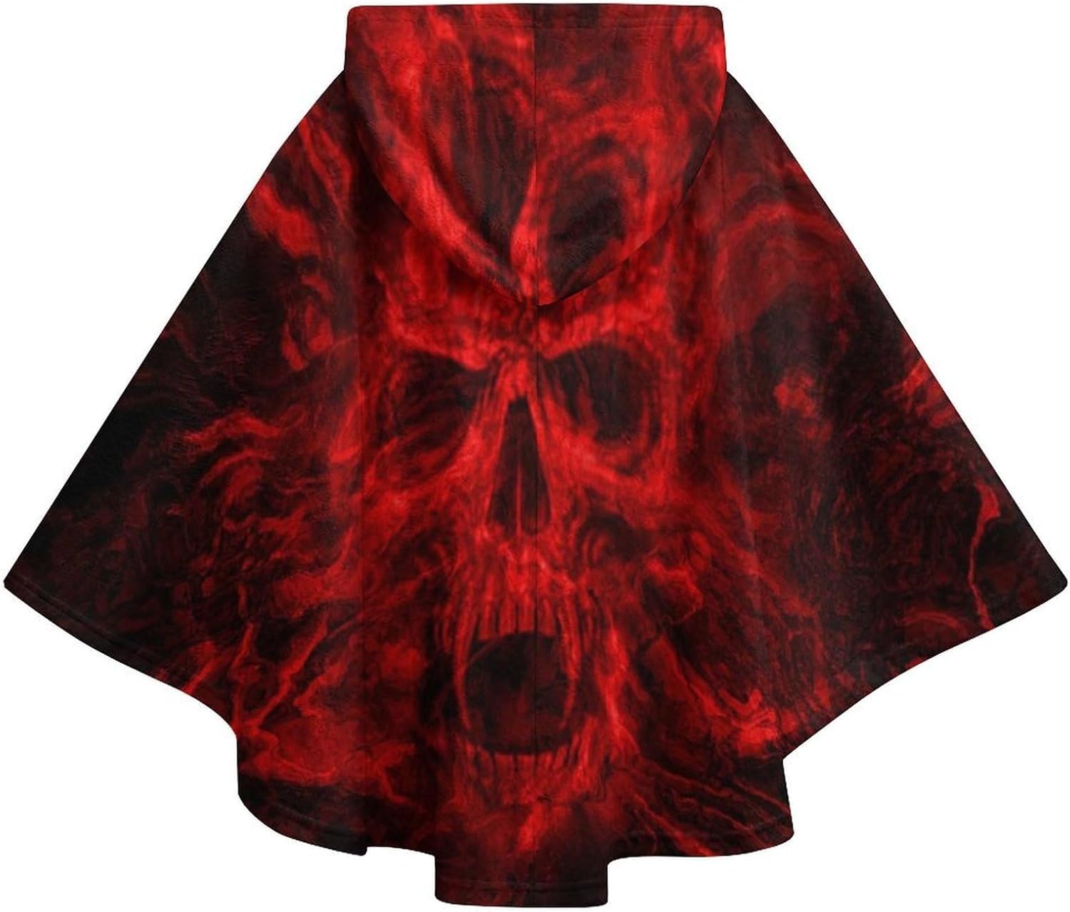 Red Flame Skull Wearable Blanket with Hooded Flannel Blankets Cape with Pocket