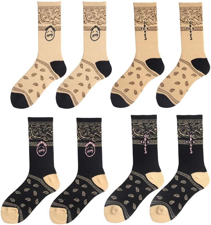 TTD 4 Packs Street Fashion Socks tube cotton socks for men and women skateboarding stockings