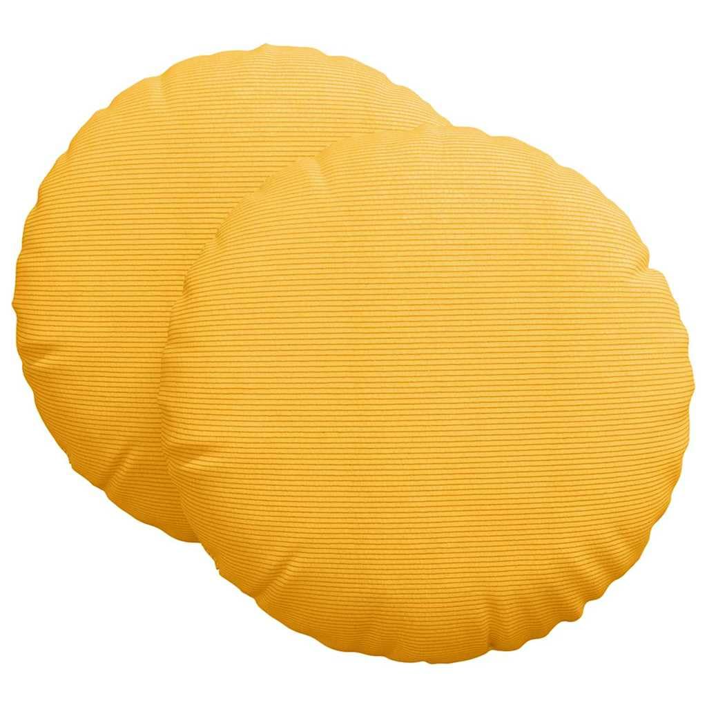 Juego de 2 cojines de 80 cm de diámetro, de pana amarilla, base de polipropileno, relleno de poliéster, funda extraíble, cremallera para el hogar, oficina