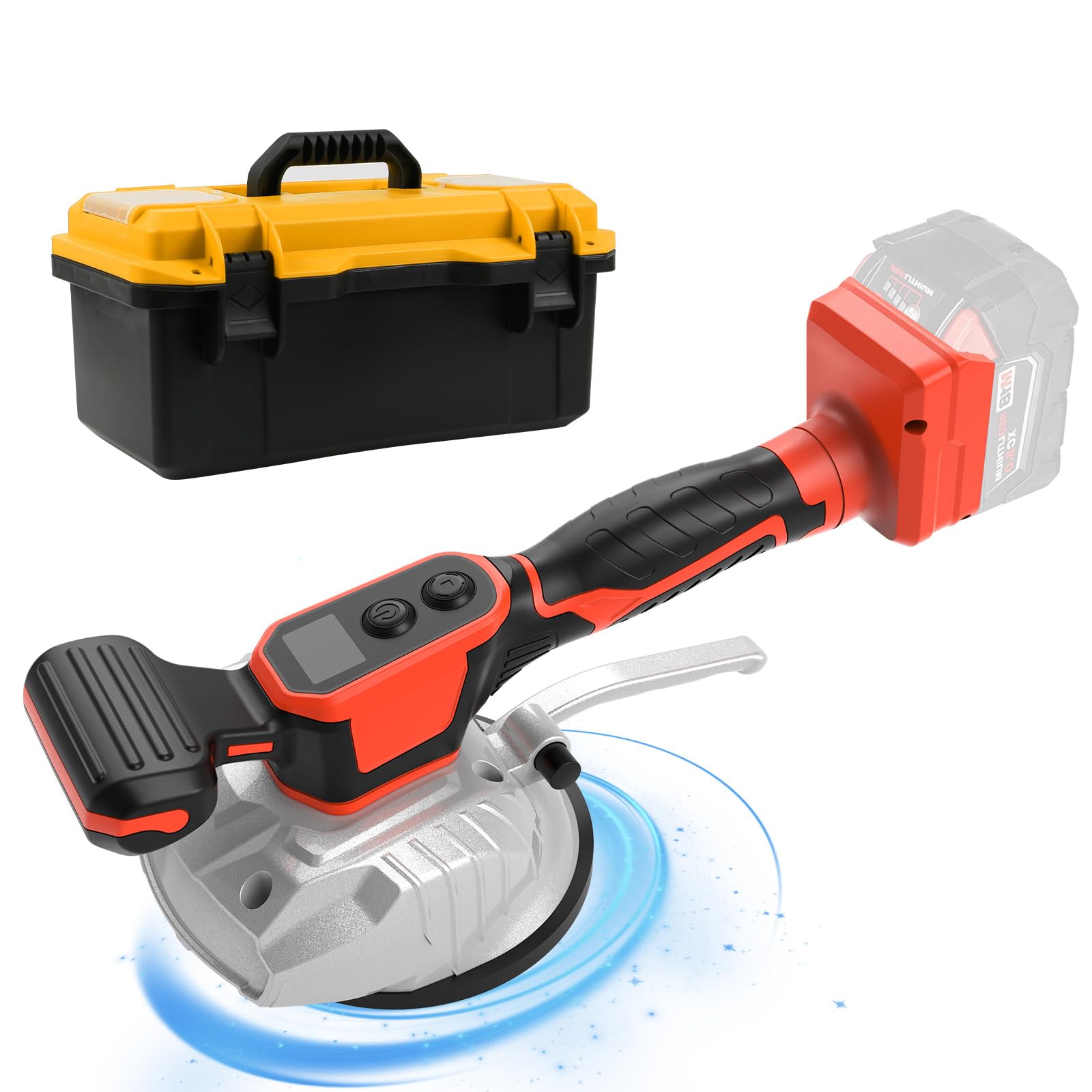 Máquina de baldosas vibrantes para Milwaukee 18 V batería, vibrador de baldosas con ventosa, 80 x 80 mm, 8 velocidades ajustables, capacidad de 60 kg de azulejos y azulejos de pared (sin batería)