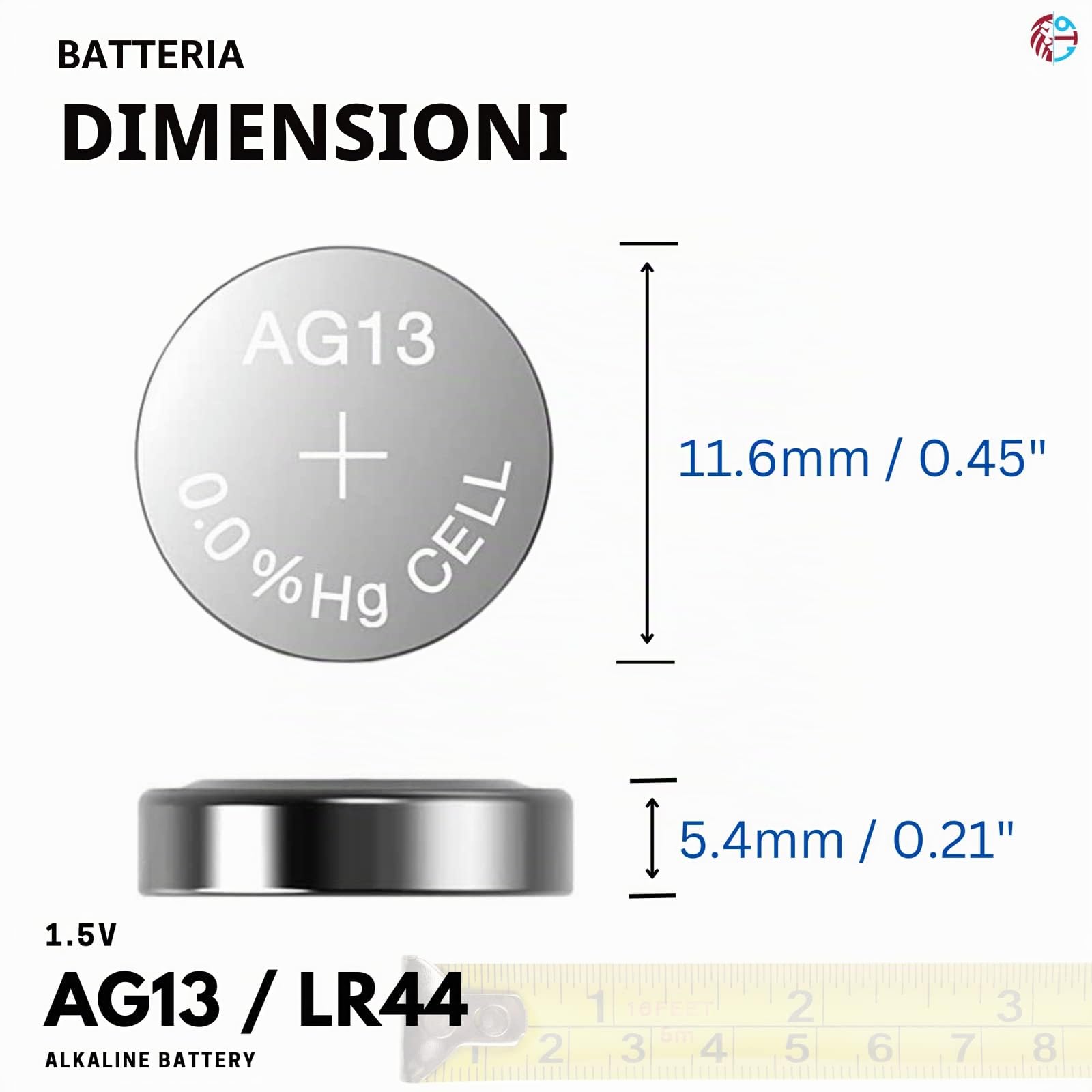 PoundMax® - 10 batterie alcaline a bottone AG13 LR44 1,5 V