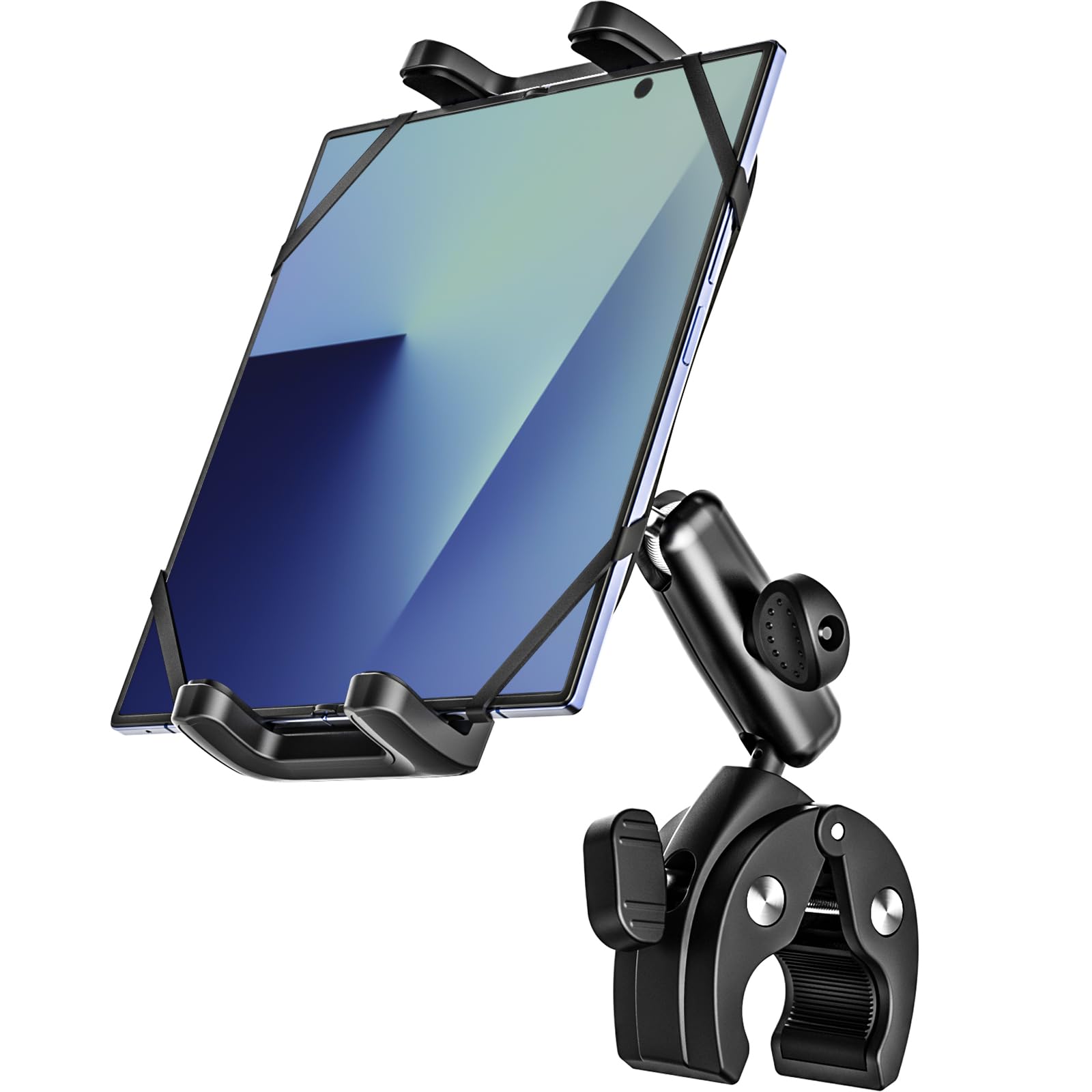 Photo 1 of Dosvsi Motorcycle Mount for Z Fold, Sturdy Metal Arm Bike Tablet Holder, [Security Silicone Strap] Bicycle Handlebar Clamp for Z Fold 7 6 5 4 3 2, Galaxy S A, Tab, 4"-13" Device