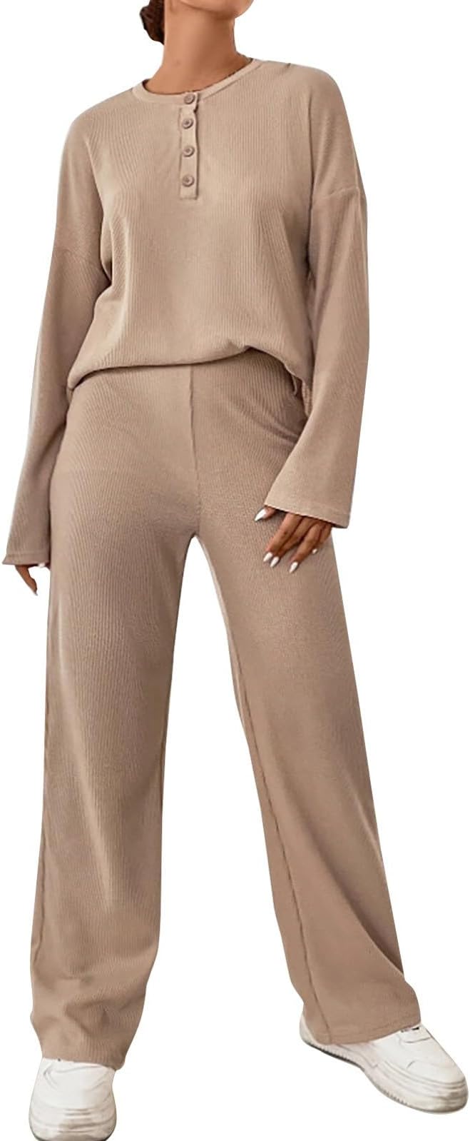 Tuta Donna 2 Pezzi Sportiva - Top Asimmetrico E Pantaloni Gamba Larga, Poliestere/Spandex, Slim Fit - Per Yoga E Streetwear - Foto 9