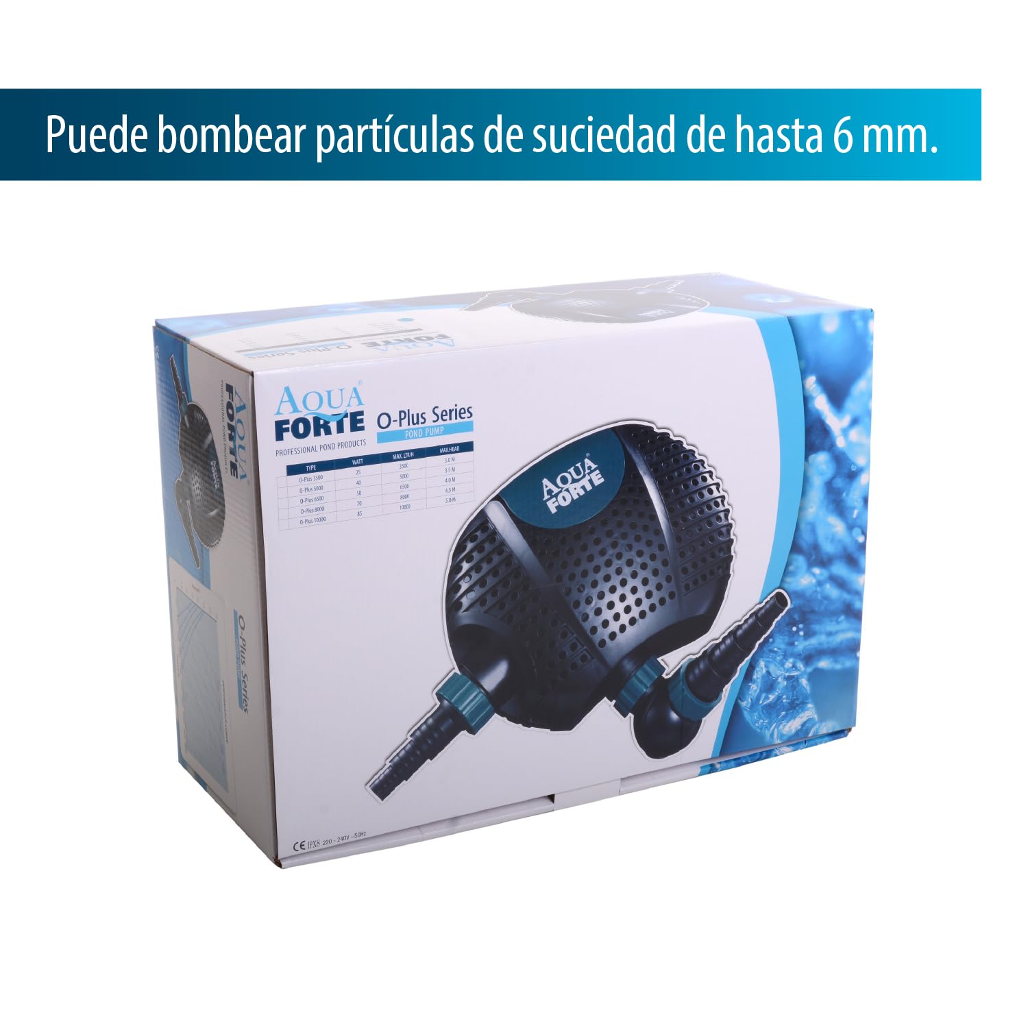 AquaForte O-15000 Plus, 135 vatios, caudal 15 m3 por hora, altura 6 metros, longitud del cable 10 metros, para cursos de agua, cascadas, fuentes, filtros