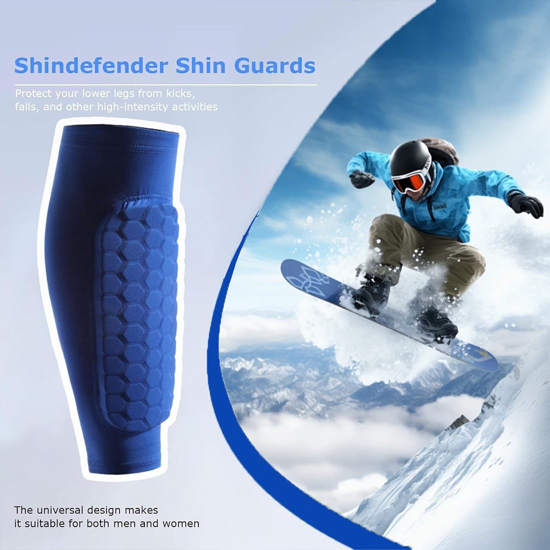 Protège-tibia Ski Anti-Collision Long Structure Nid d'Abeille