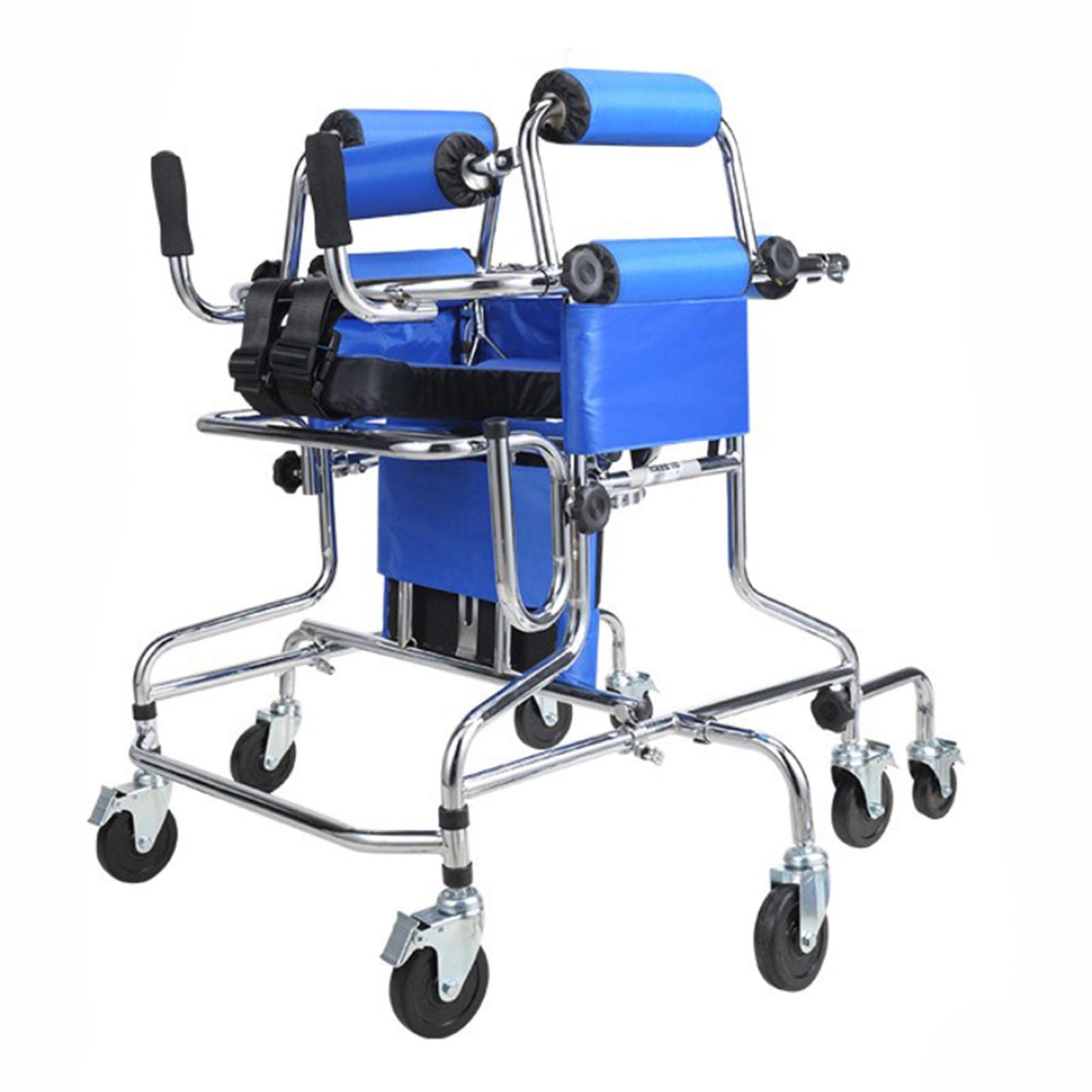 Ayuda para caminar para niños discapacitados con ruedas Andador de rehabilitación infantil, con asiento acolchado para niños, adolescentes, altura ajustable, C (E)