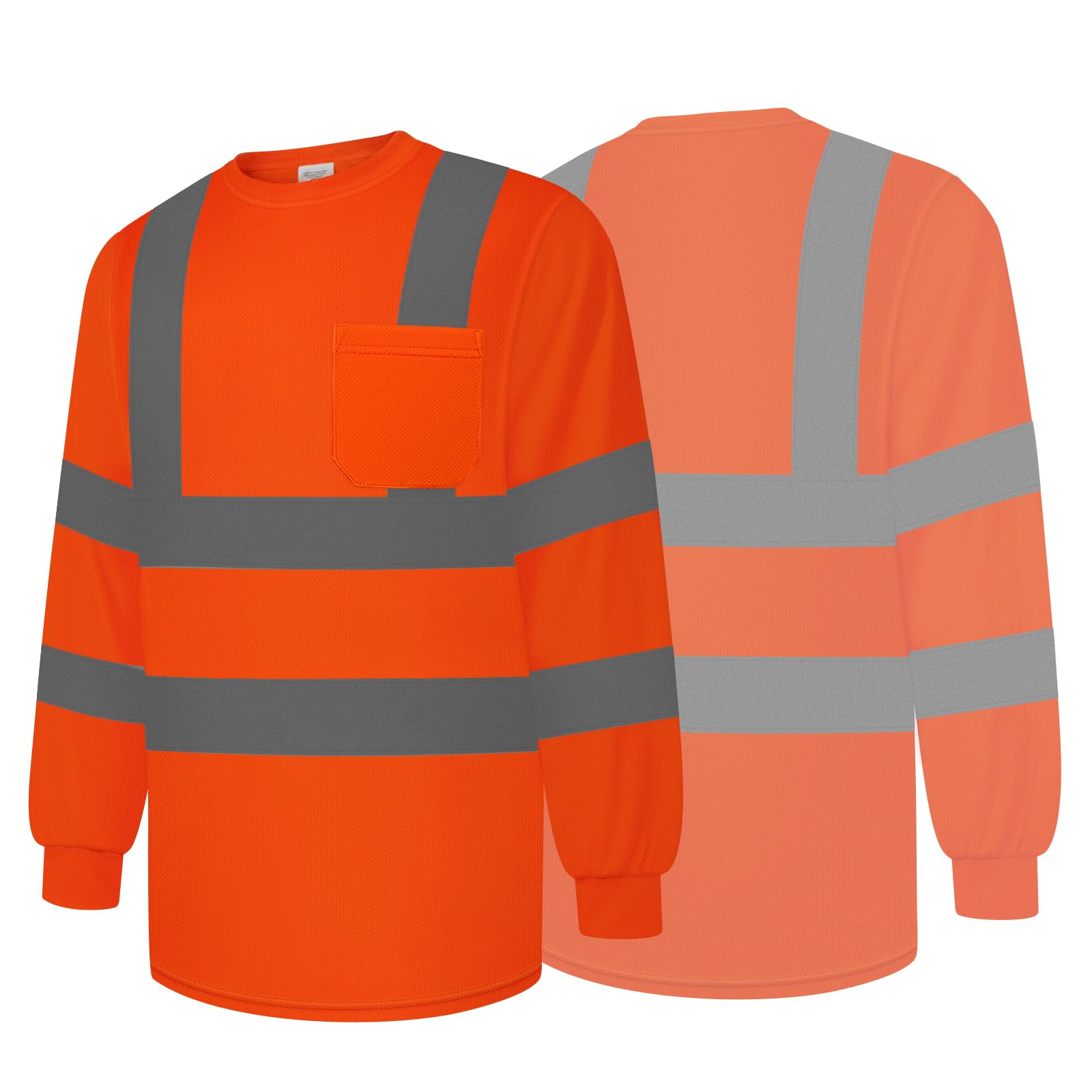 Besentinels Hi Vis Shirts for Men and Women with Long Sleeve, Class 3 High Visibility Safety Shirts with Reflective Strips, Constrcution,Airports,