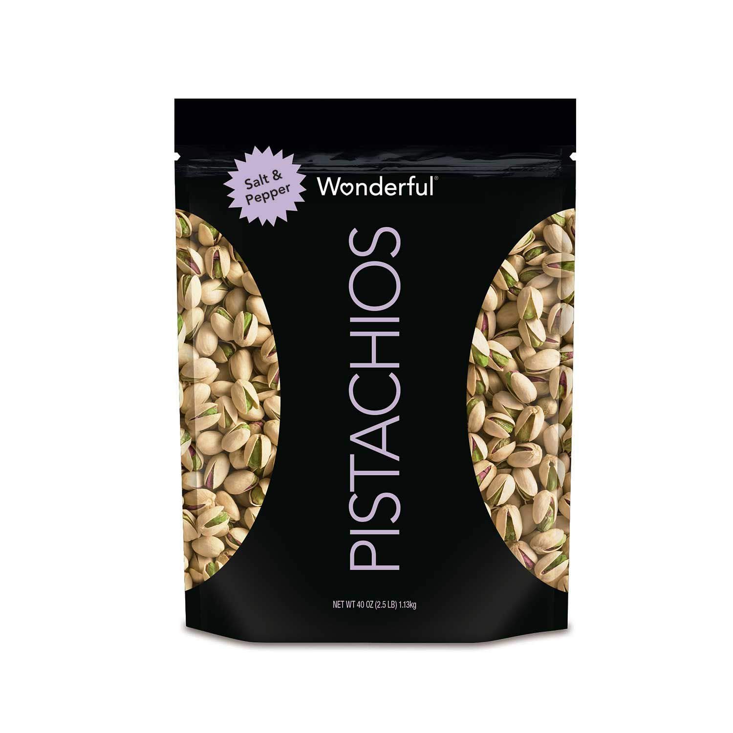 Wonderful Salt and Pepper Pistachios, 40 Ounce, 2.5 Pounds