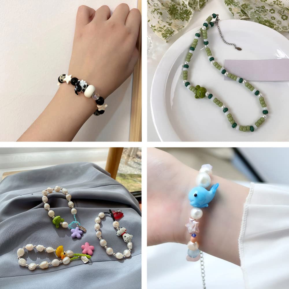 12 Perline Animali In Vetro Lampwork - Oca, Pecora, Balena Per Bracciali Fai Da Te - Foto 2