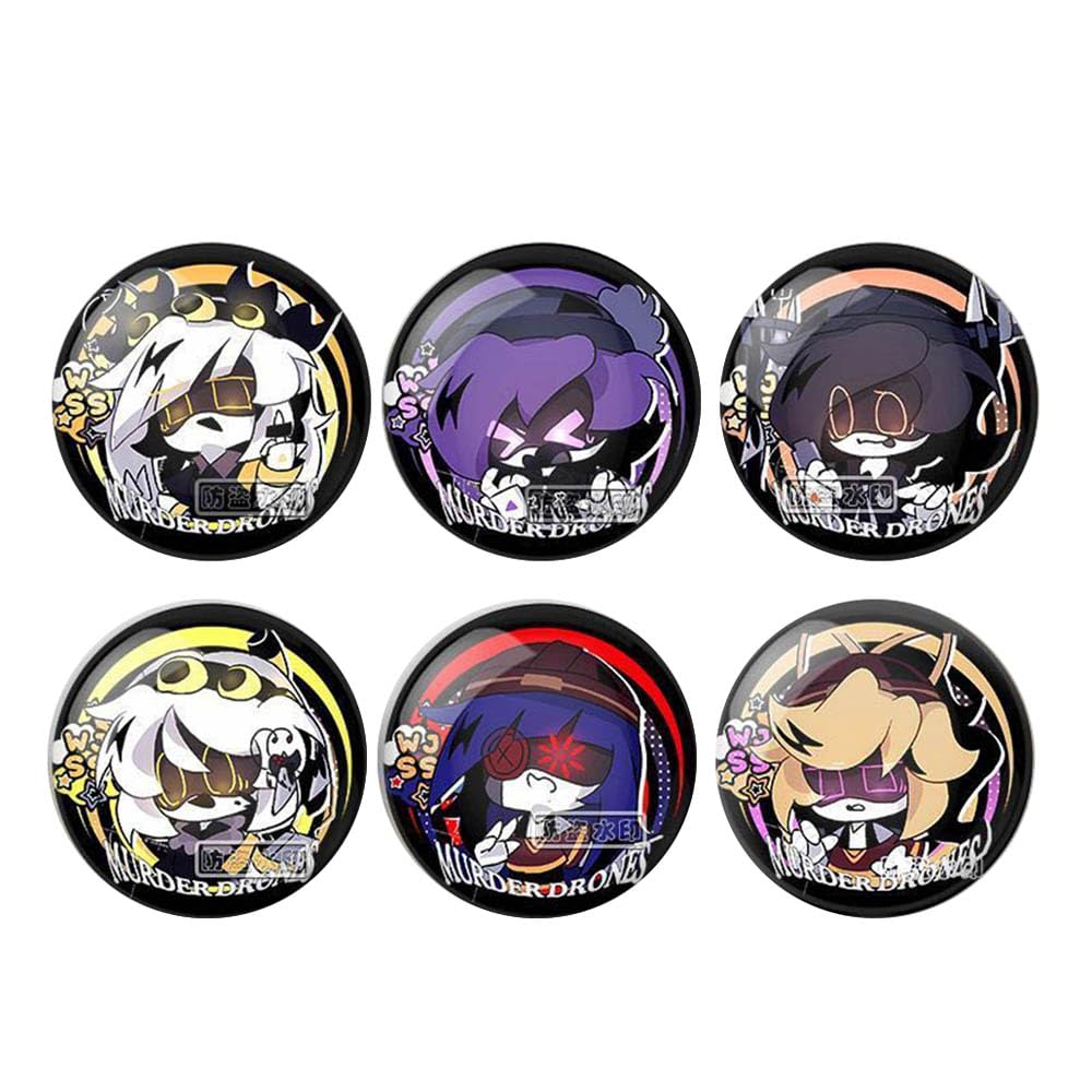 6 MurdersUzi Tinplate Badge MurdersUzi Figure Cosplay Accessories Brooch Cartoon Cool Pins, Metal 58mm