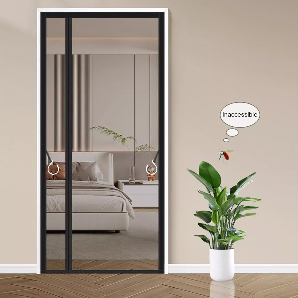 Vllcsla Magnetic Fly Screen Door 80x200 cm/ 90x200cm, Anti Mosquito Fiberglass Fly Screens Doors, Powerful Magnets - Image 2