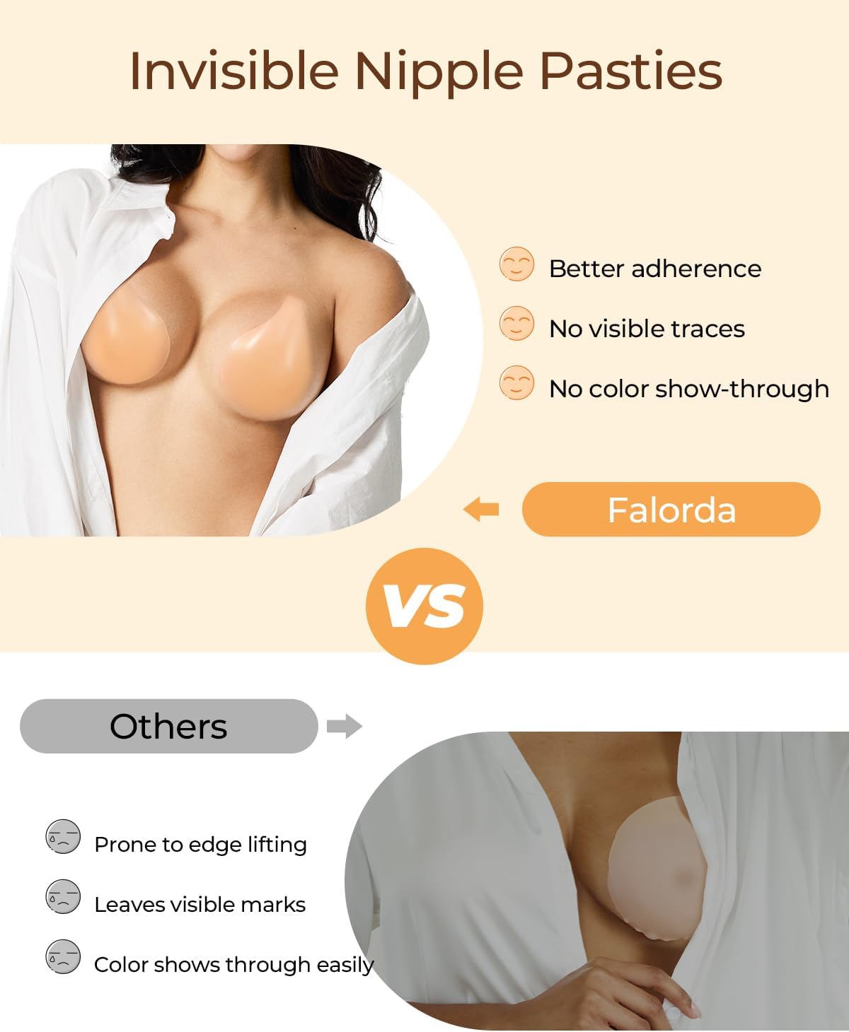 Nipple Covers for Women Pasties Nipple Covers With Lift Seamless Reusable Pasty Sticky Adhesive Bras Breast Petal - Image 3