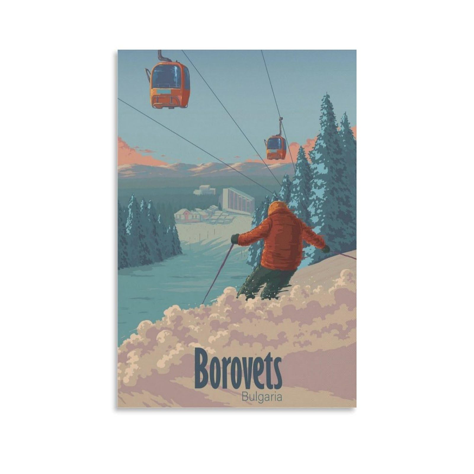 Wlqzfrwv Borovets Ski Resort ,Bulgaria Travel Borovets Ski Resort,Bulgaria Travel Canvas Poster Bedroom Decor Landscape Office Room Decor Gift 08X12inch(20X30cm)