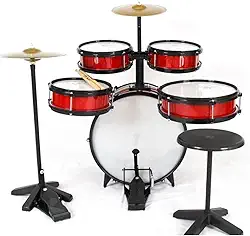 Bateria Infantil c/Chimbal 72cm Profissional Completa MDF (Vermelho)