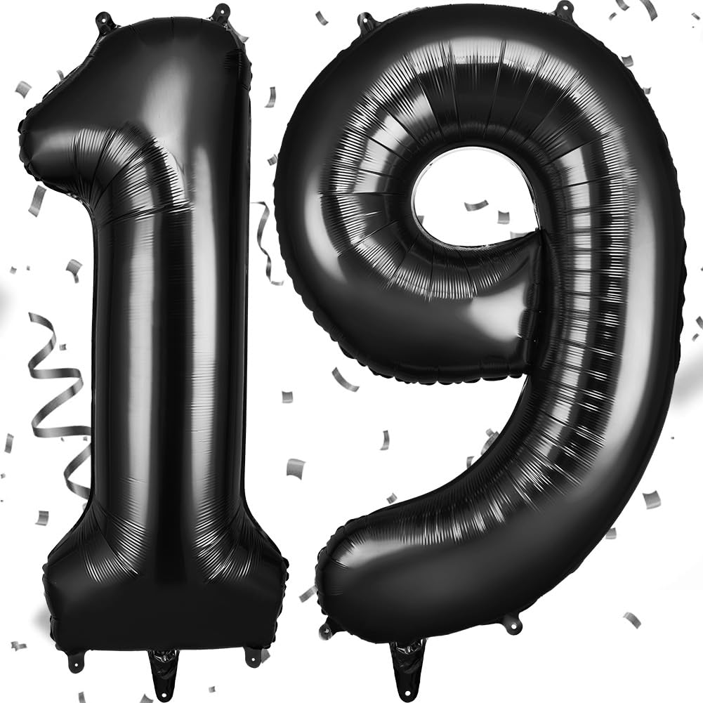 OFFCUP 40 Inch Number 19 Balloon, Large Self Inflating Foil Balloons