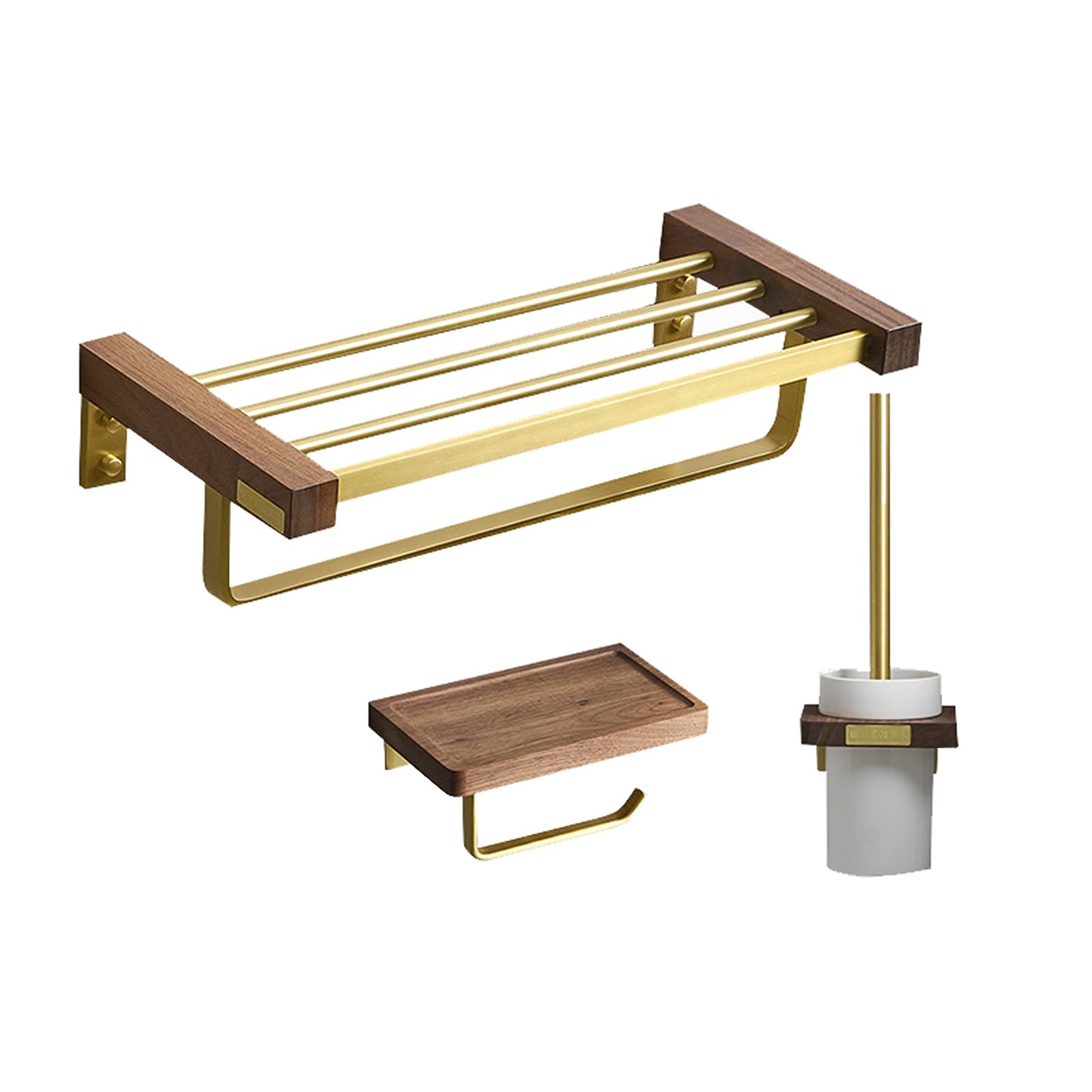 Étagère et porte-serviettes en aluminium brossé pour cosmétiques de luxe