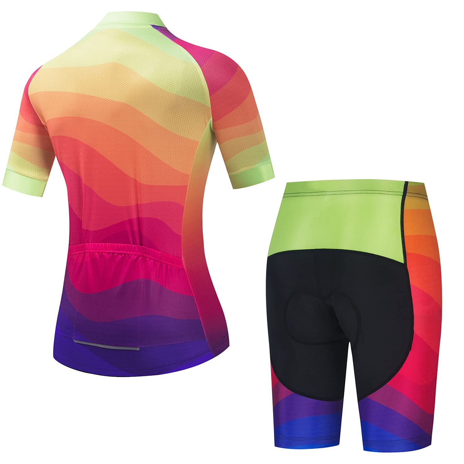 Cycling Jersey Shorts Set Padded Women Bike Top Suit Cycle Shirt Road Bicycle Clothing MTB Mountain Road Uniform Summer Team Female Riding Racing Outfits Orange S